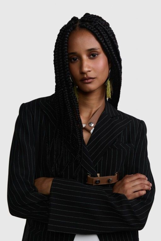 BLAZER CENA CREPE RISCA PRETO | CREPE PINSTRIPE CENA BLAZER BLACK