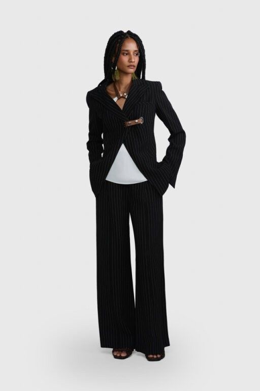 BLAZER CENA CREPE RISCA PRETO | CREPE PINSTRIPE CENA BLAZER BLACK