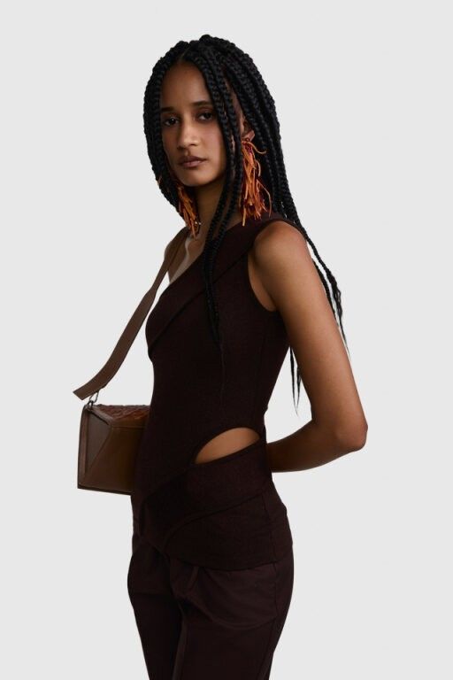 TOP ARRAIAL TRICOT MARROM | BROWN ARRAIAL KNIT TOP