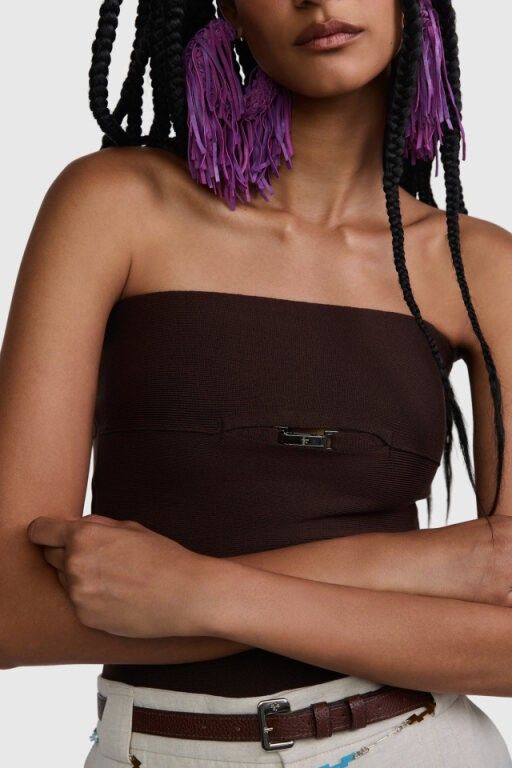 TOP IVETE TRICOT MARROM | IVETE TRICOT TOP BROWN