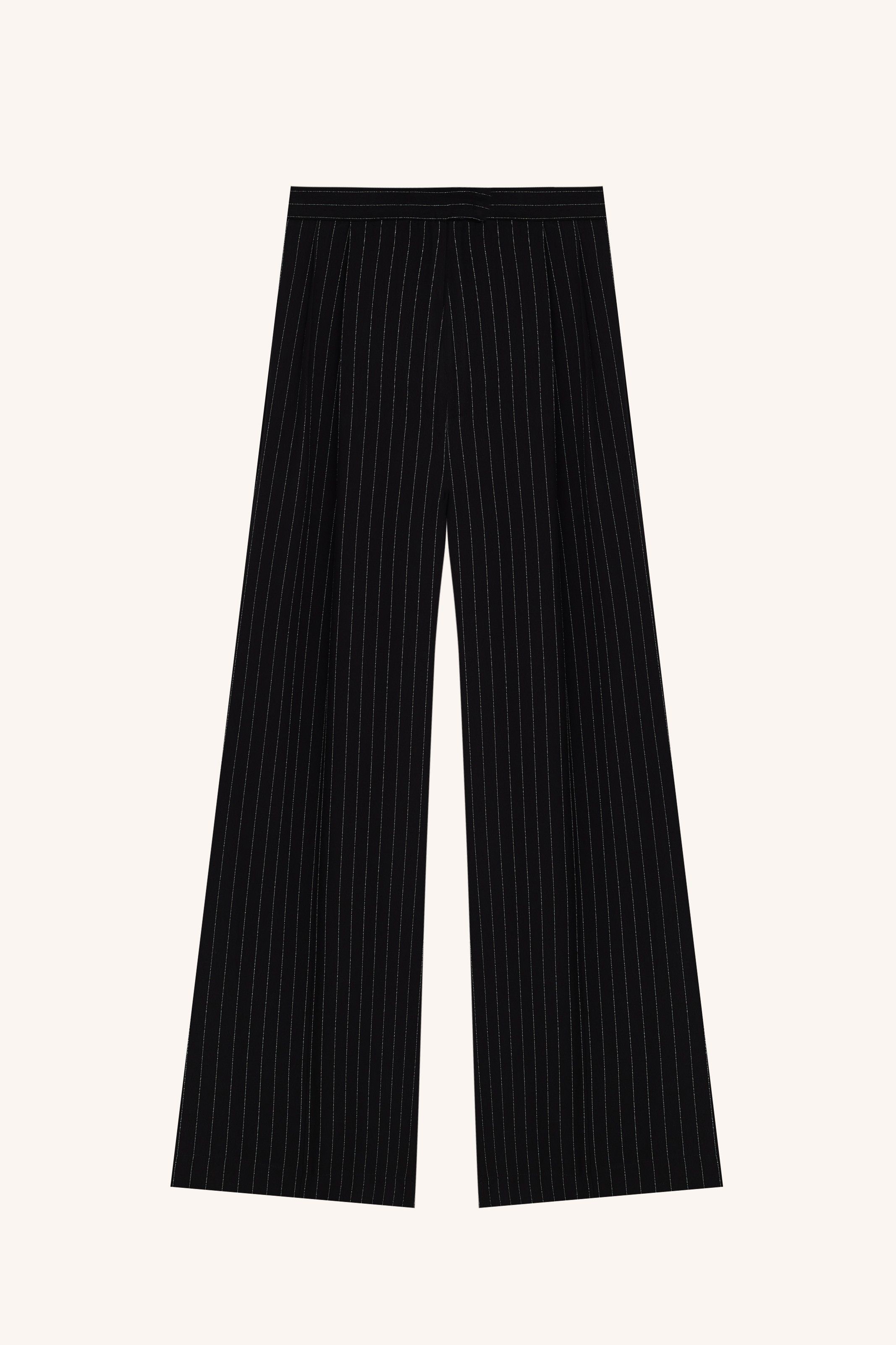CALÇA CENA CREPE RISCA PRETO | CENA PINSTRIPE CREPE TROUSERS BLACK