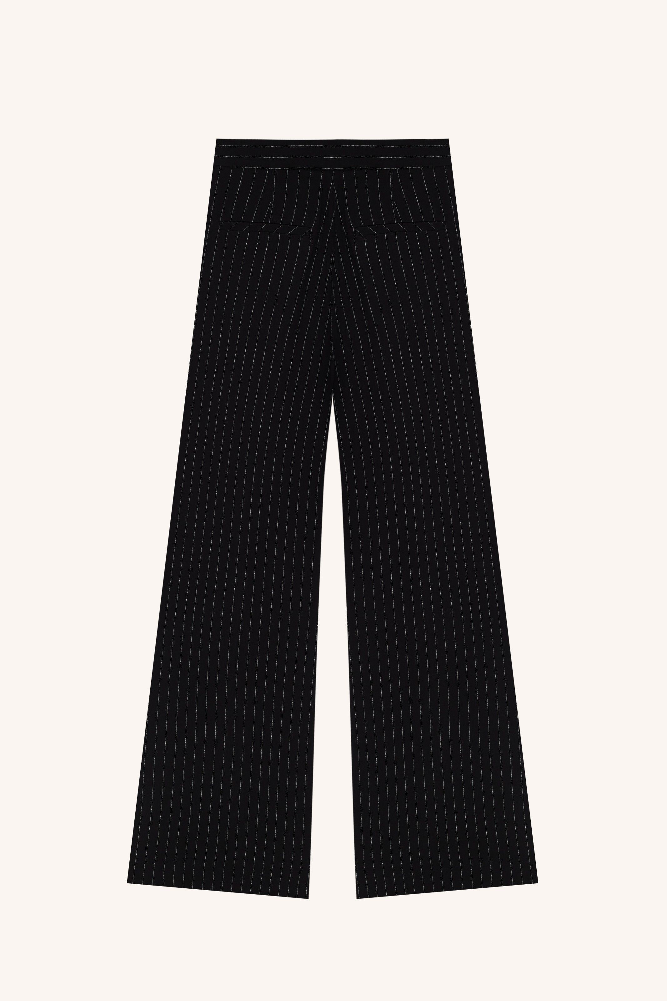 CALÇA CENA CREPE RISCA PRETO | CENA PINSTRIPE CREPE TROUSERS BLACK