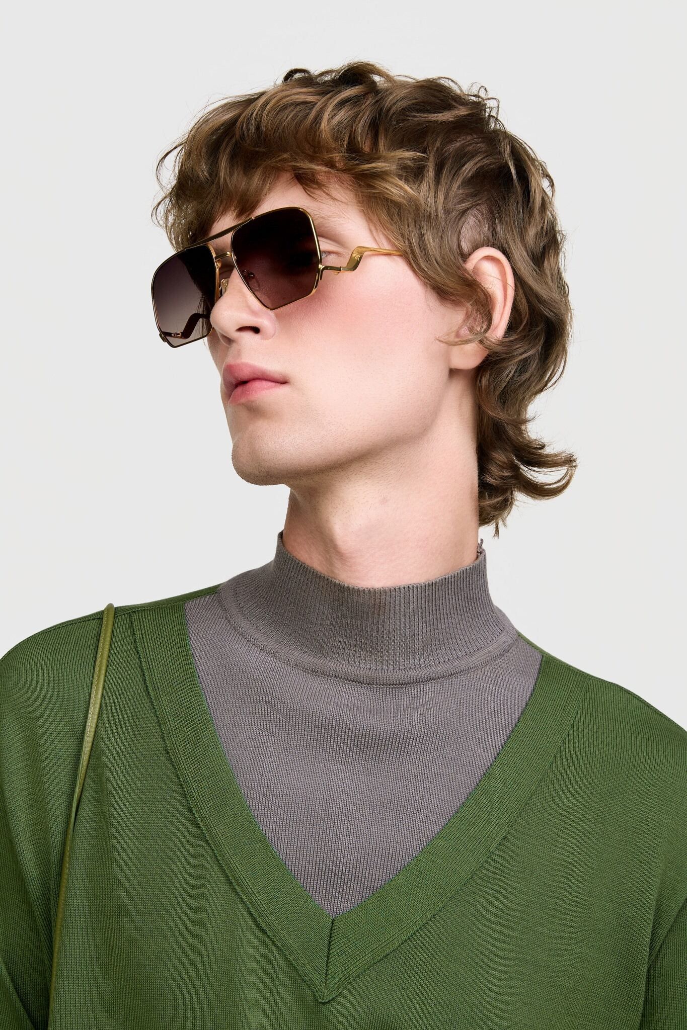 BLUSA RUY TRICOT VERDE/CINZA | GREEN/GRAY RUY KNIT BLOUSE