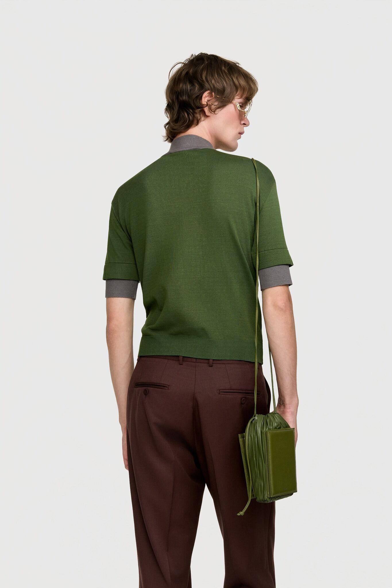 BLUSA RUY TRICOT VERDE/CINZA | GREEN/GRAY RUY KNIT BLOUSE