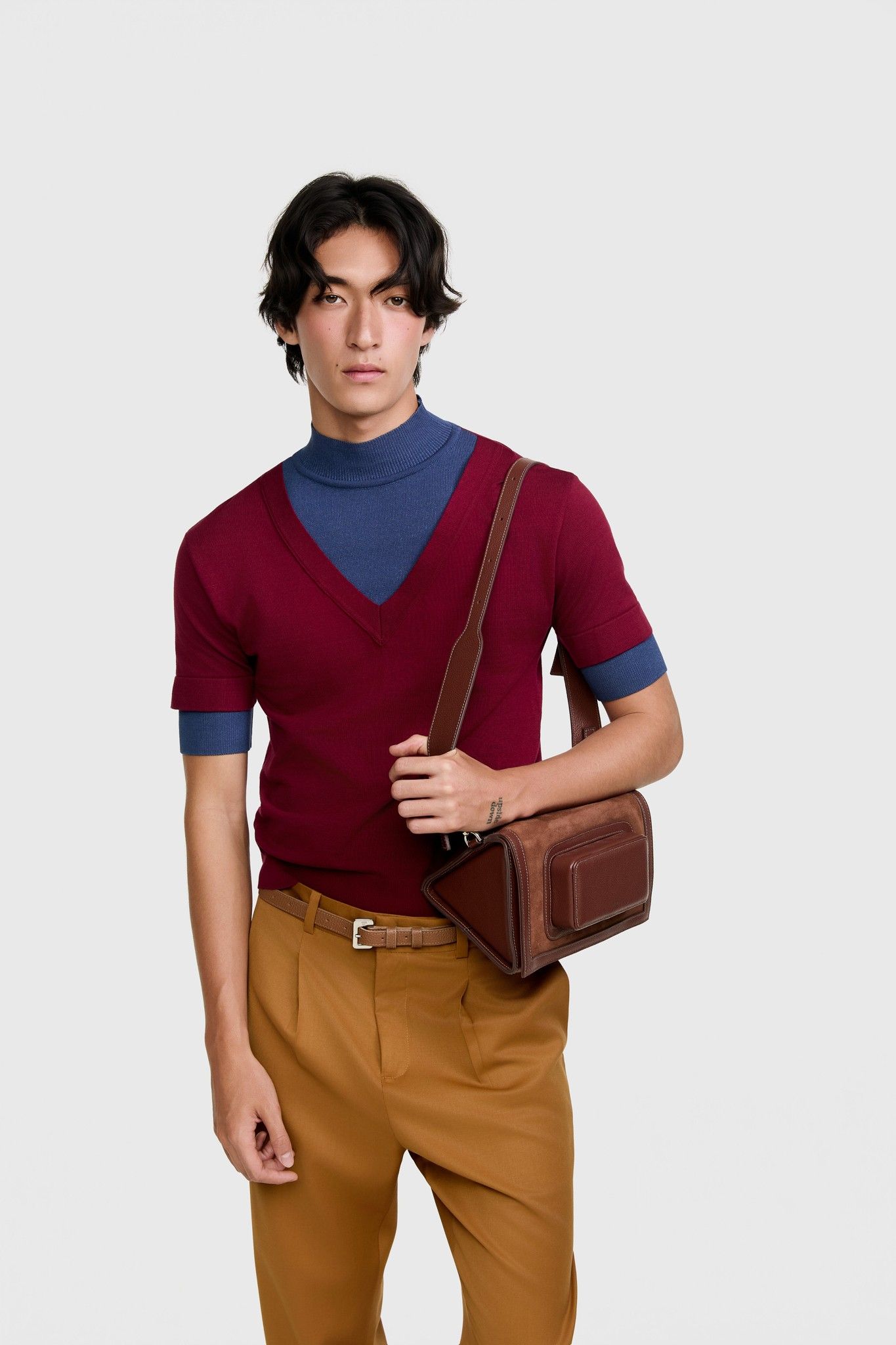 BLUSA RUY TRICOT VINHO/AZUL | BLUE/WINE RUY KNIT BLOUSE