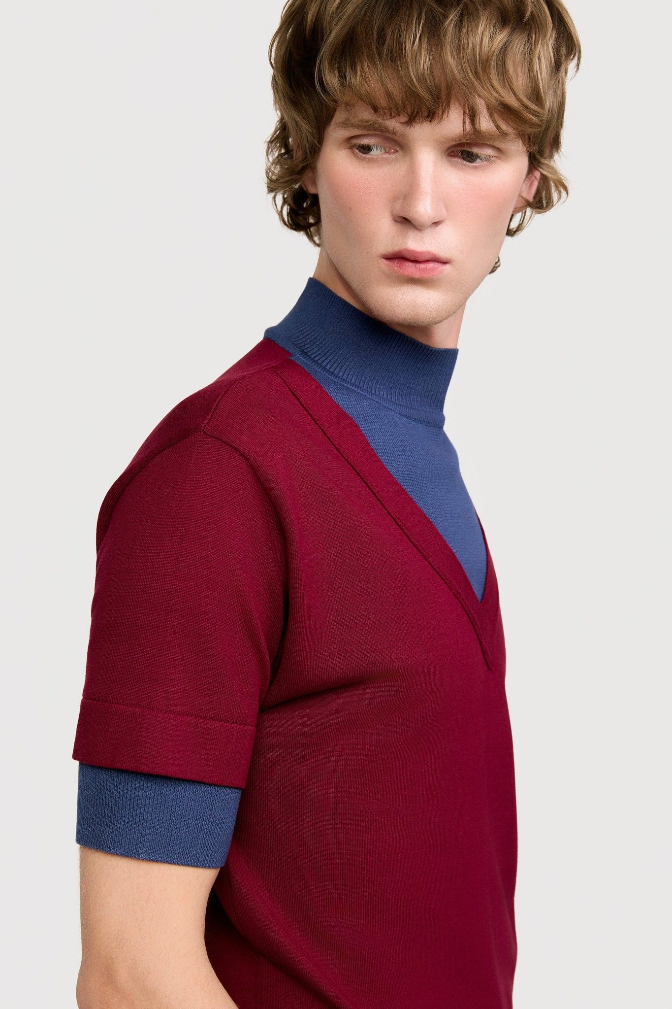 BLUSA RUY TRICOT VINHO/AZUL | BLUE/WINE RUY KNIT BLOUSE