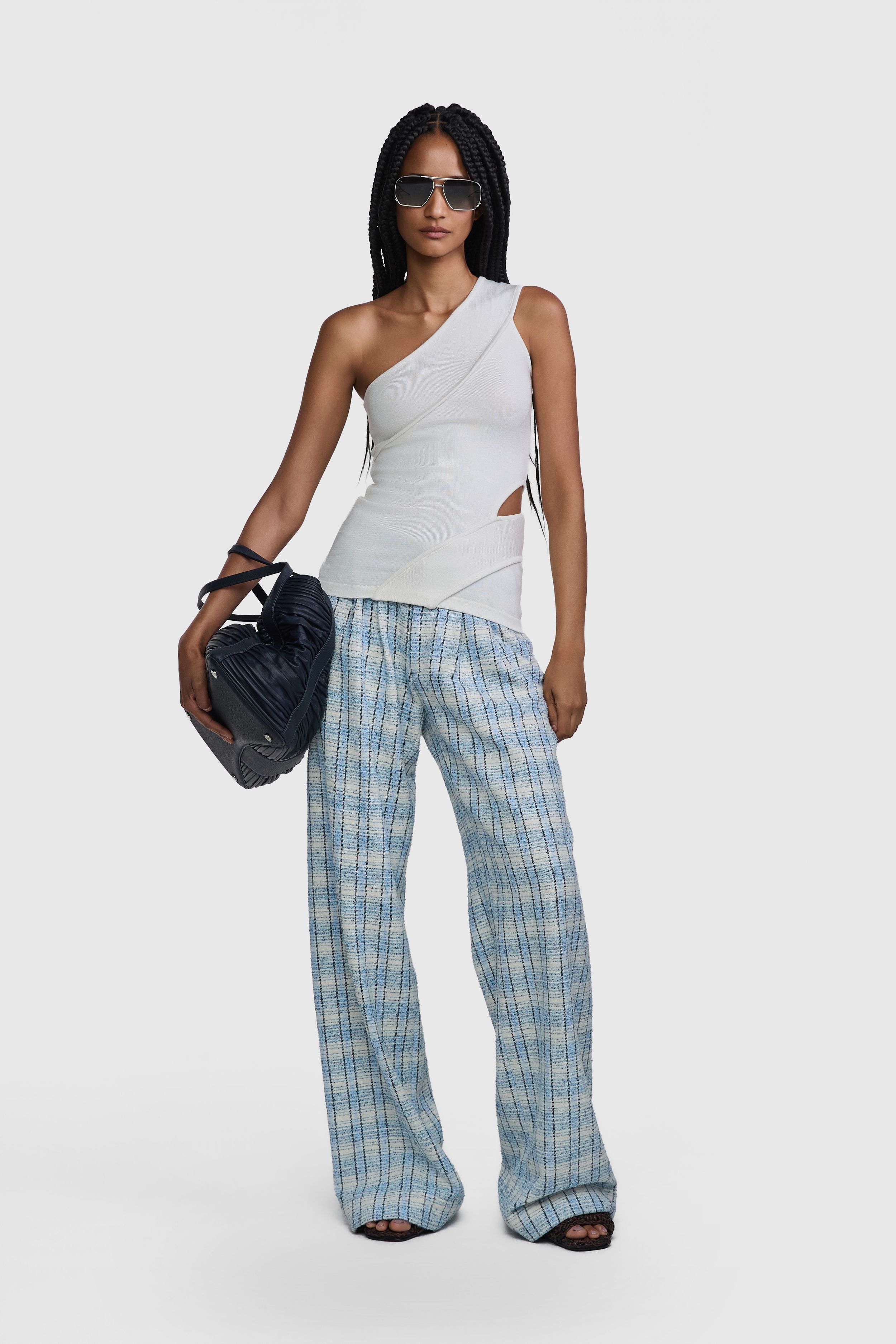 CALÇA HELENA TWEED AZUL | BLUE HELENA TWEED PANTS