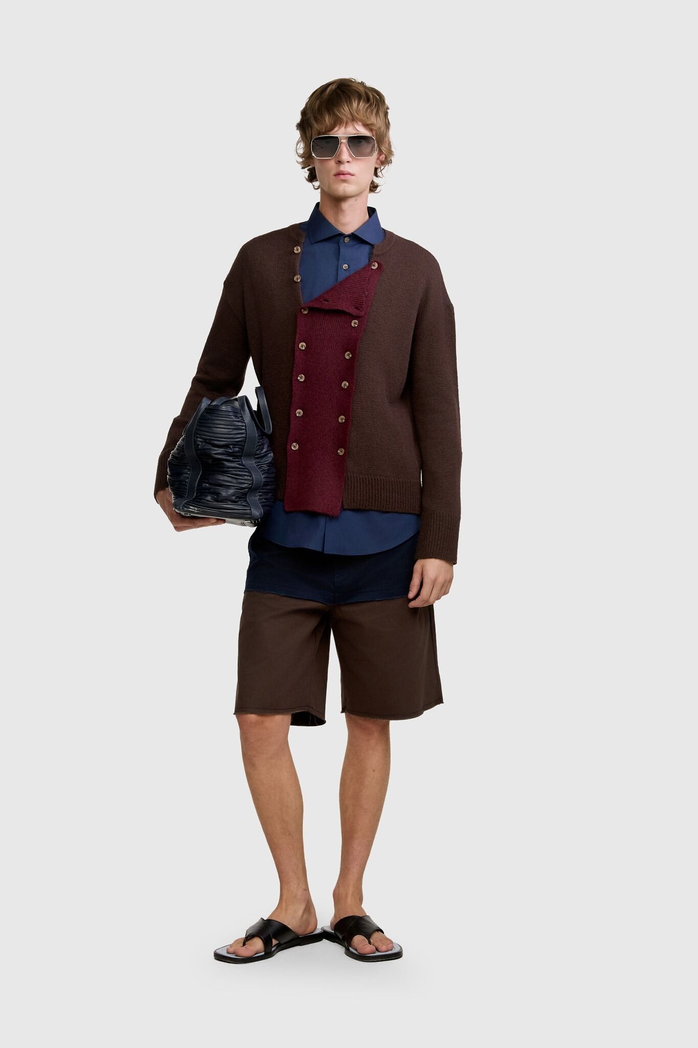 SUETER FIM TRICOT MARROM/VINHO | FIM KNIT SWEATER BROWN/WINE
