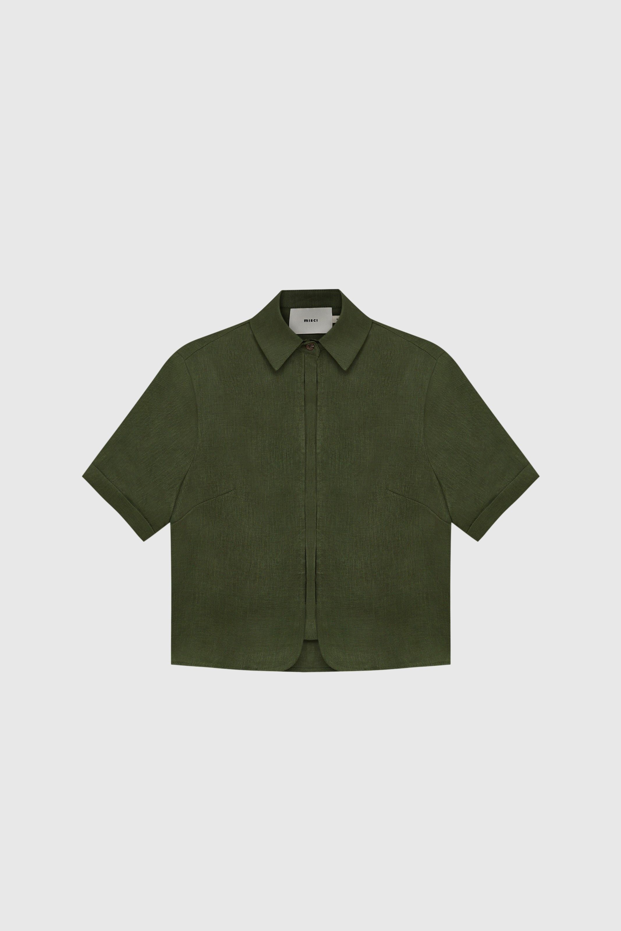 CAMISA MANGA CURTA PETROPOLIS LINHO VERDE | GREEN PETROPOLIS SHORT SLEEVE LINEN SHIRT