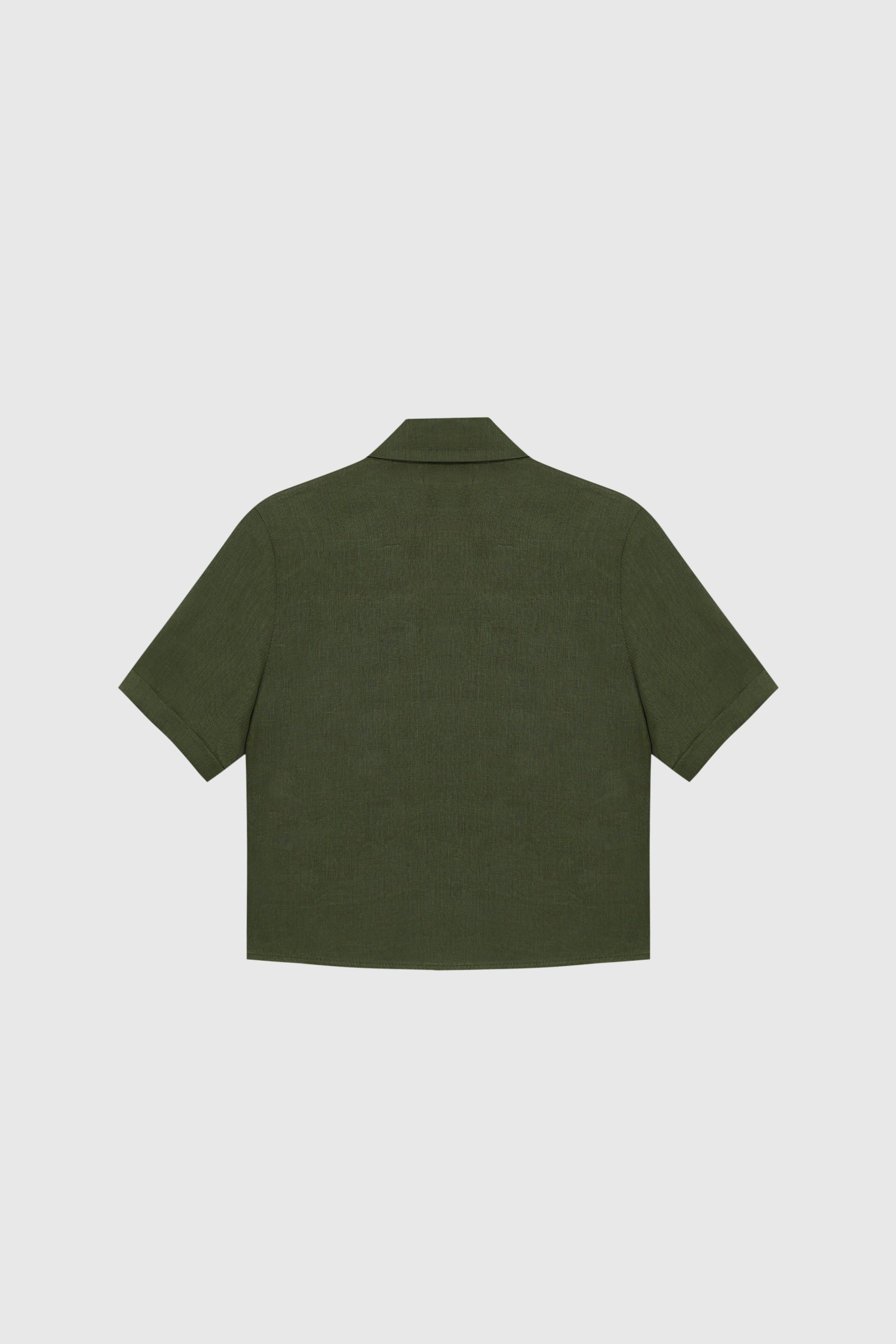 CAMISA MANGA CURTA PETROPOLIS LINHO VERDE | GREEN PETROPOLIS SHORT SLEEVE LINEN SHIRT