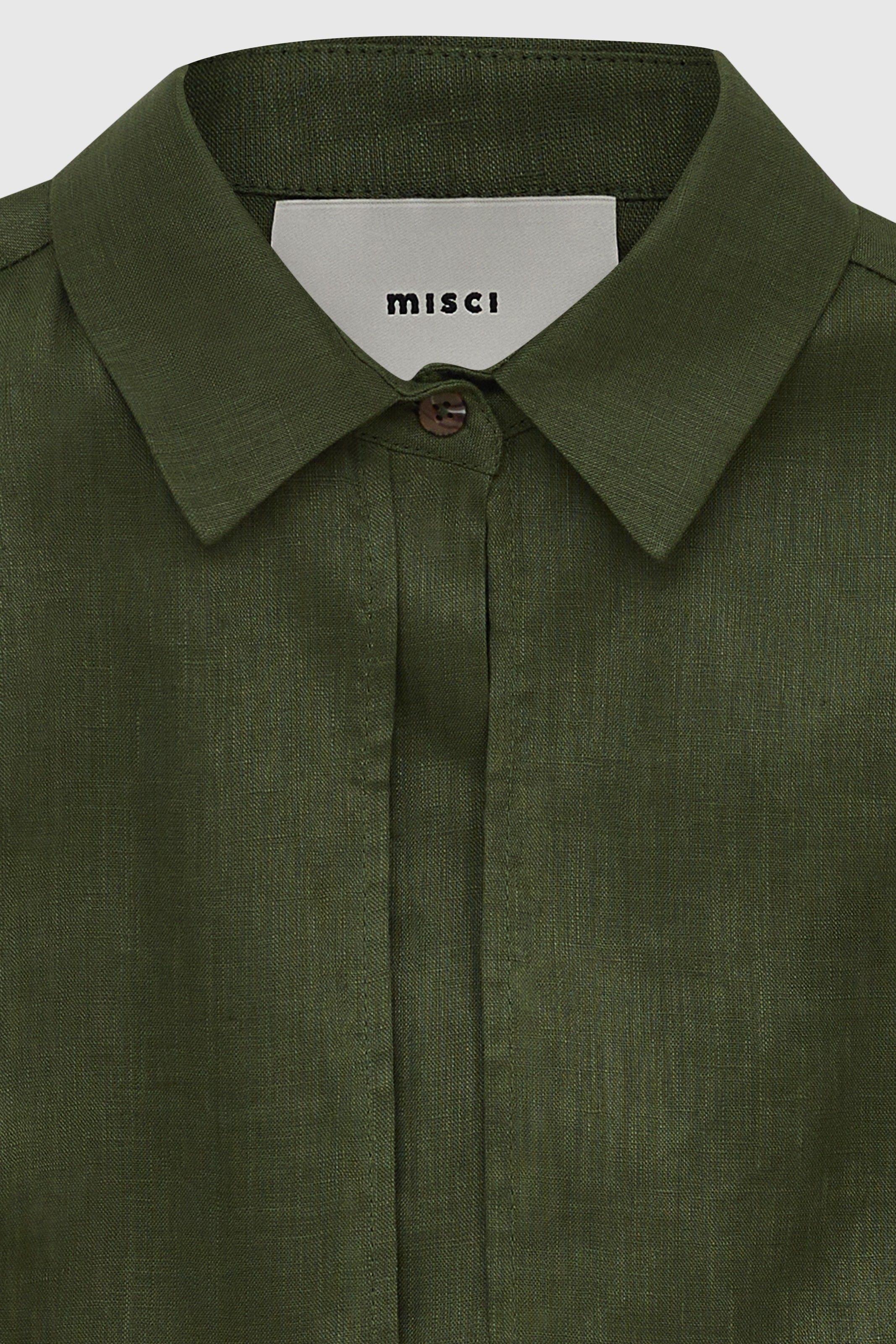 CAMISA MANGA CURTA PETROPOLIS LINHO VERDE | GREEN PETROPOLIS SHORT SLEEVE LINEN SHIRT