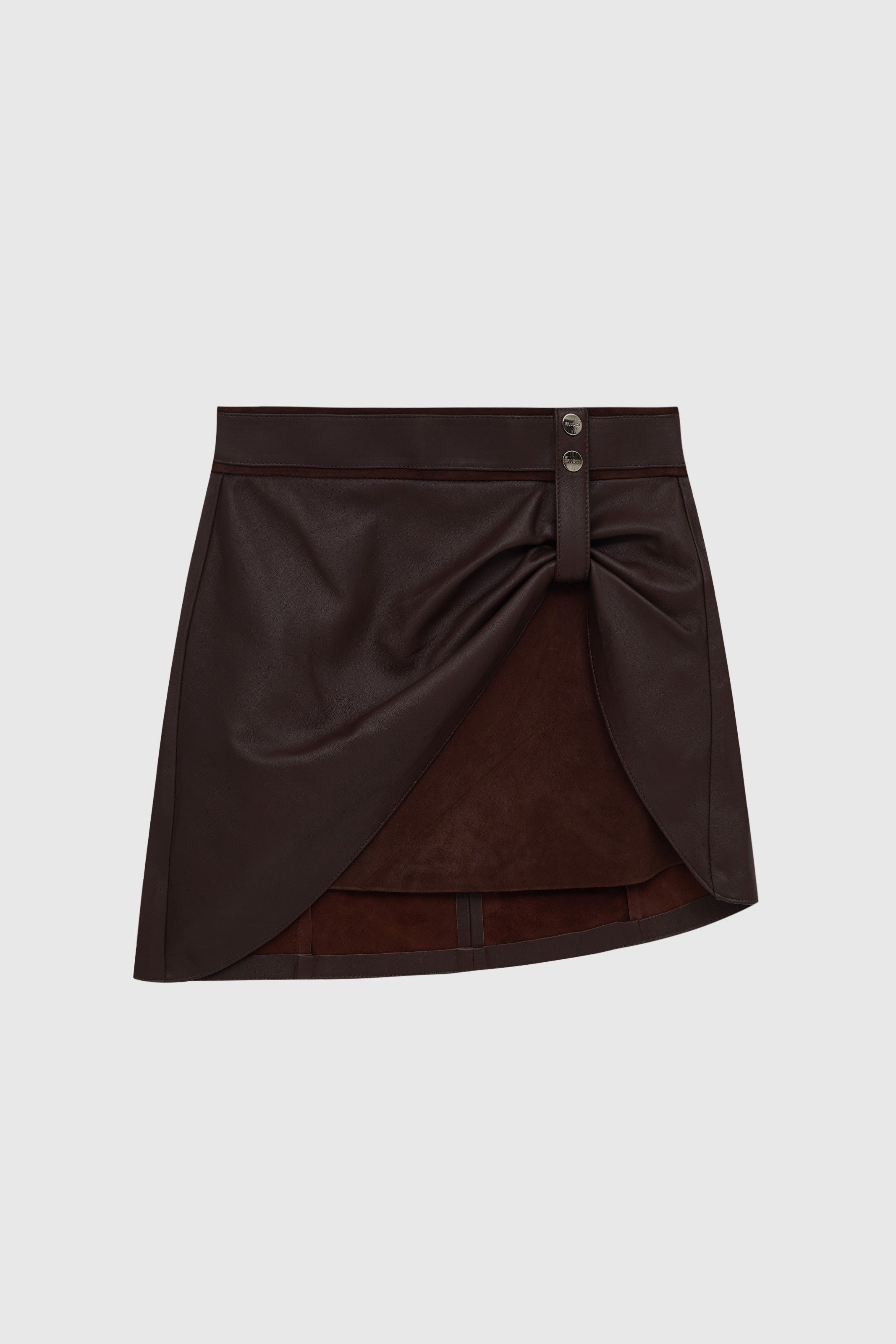 SAIA CLARA COURO MARROM | CLARA BROWN LEATHER SKIRT
