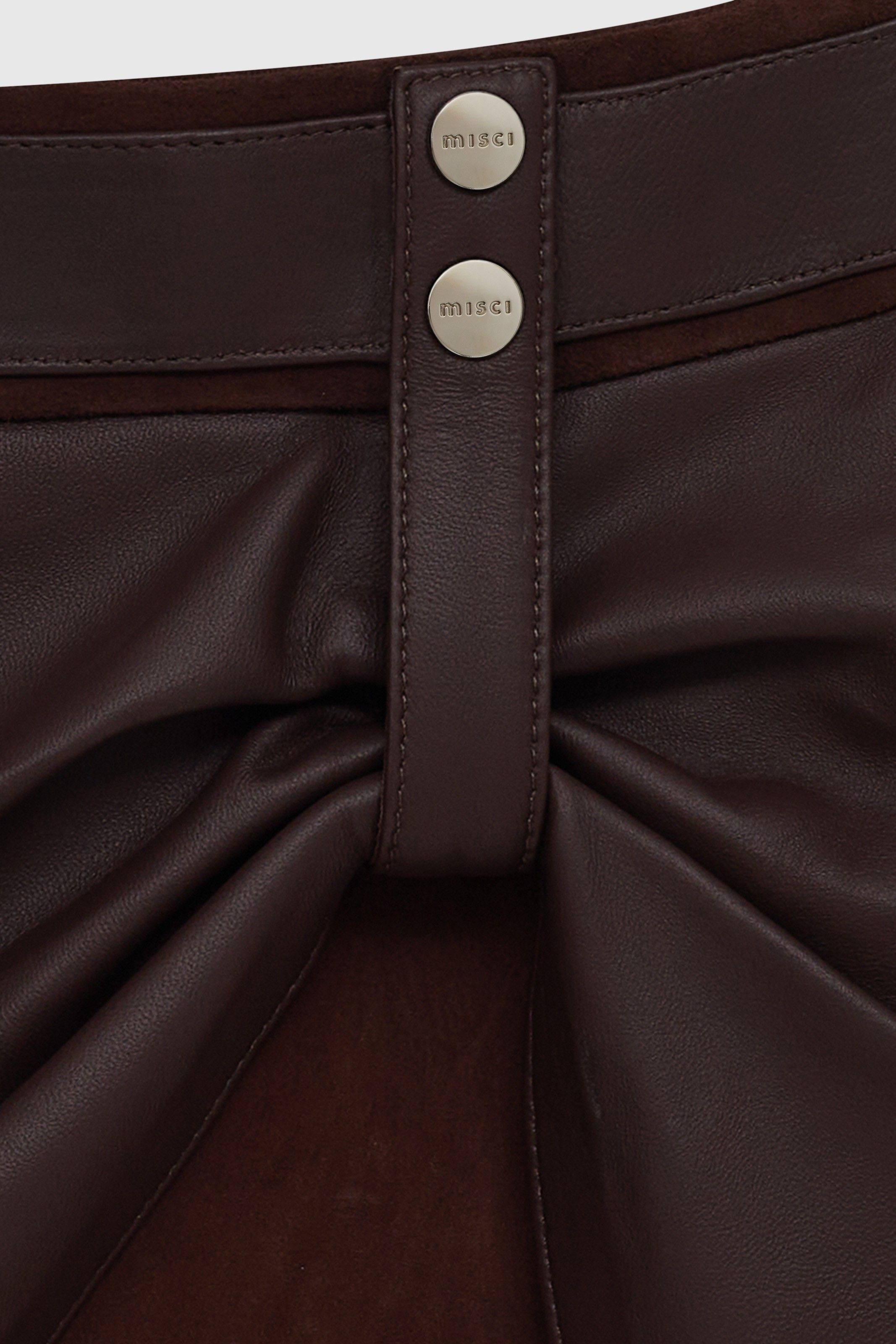 SAIA CLARA COURO MARROM | CLARA BROWN LEATHER SKIRT
