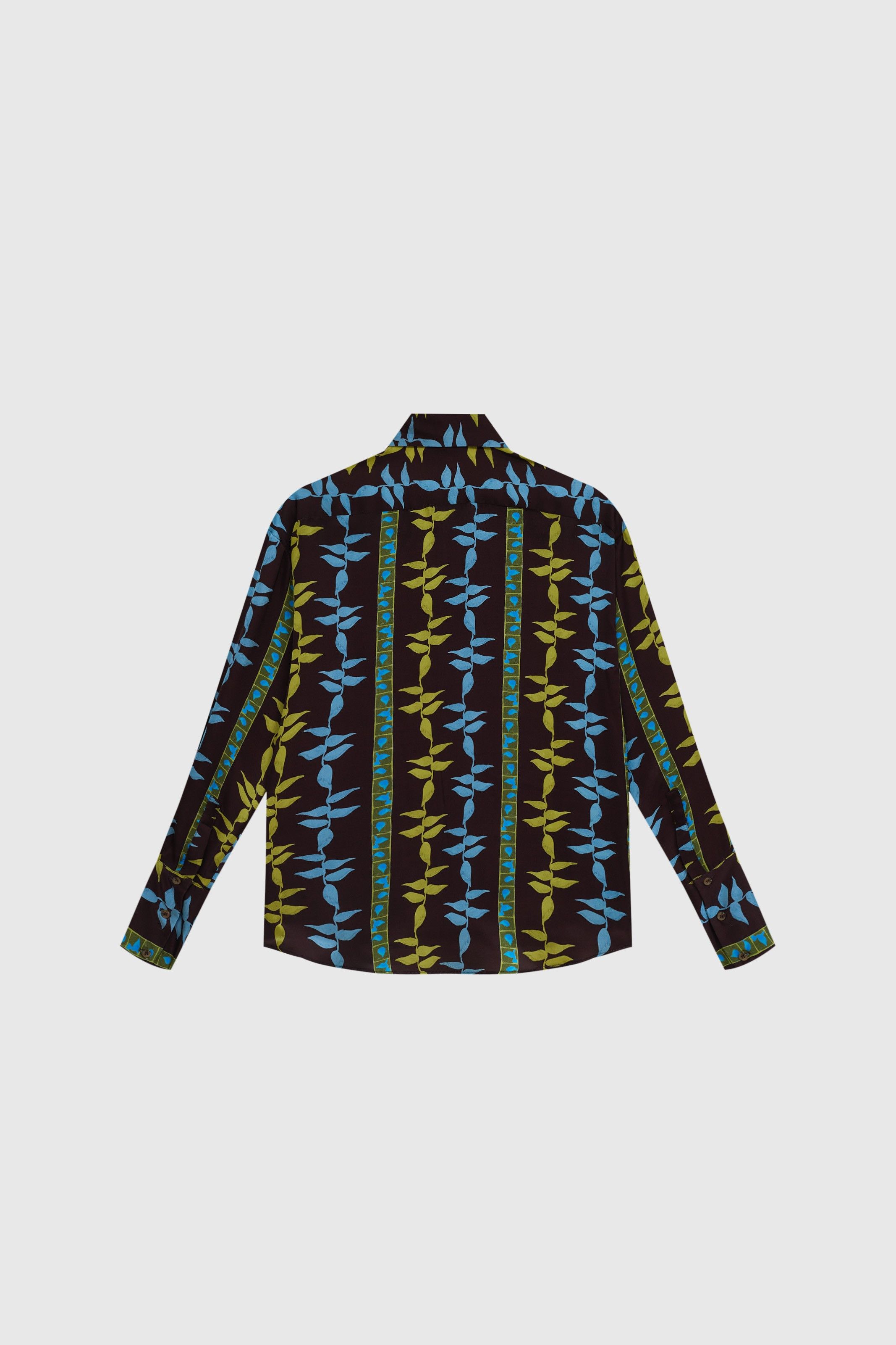 CAMISA MANGA LONGA HELENA SEDA HELICONIA MARROM | HELICONIA BROWN HELENA SILK LONG SLEEVE SHIRT