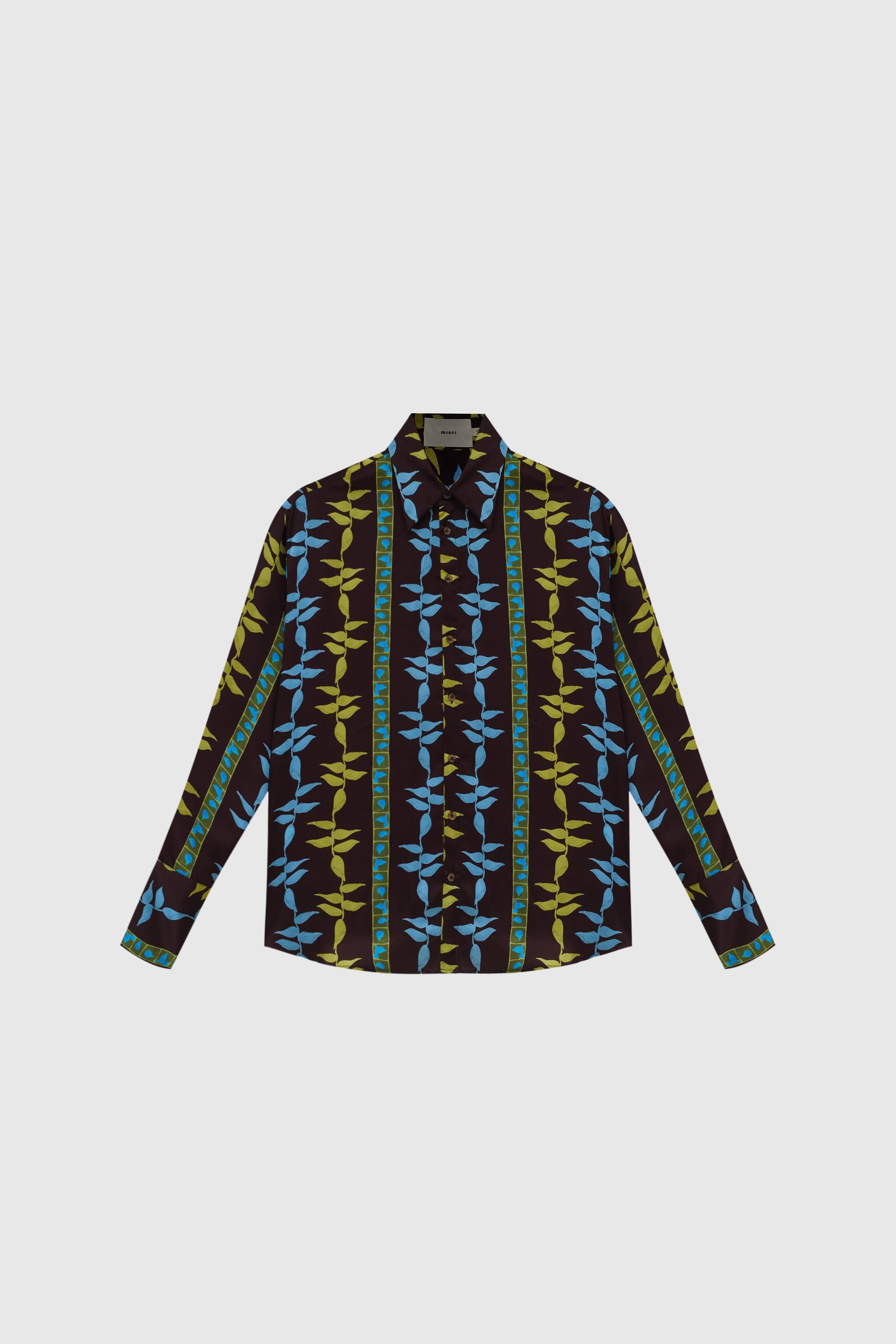 CAMISA MANGA LONGA HELENA SEDA HELICONIA MARROM | HELICONIA BROWN HELENA SILK LONG SLEEVE SHIRT