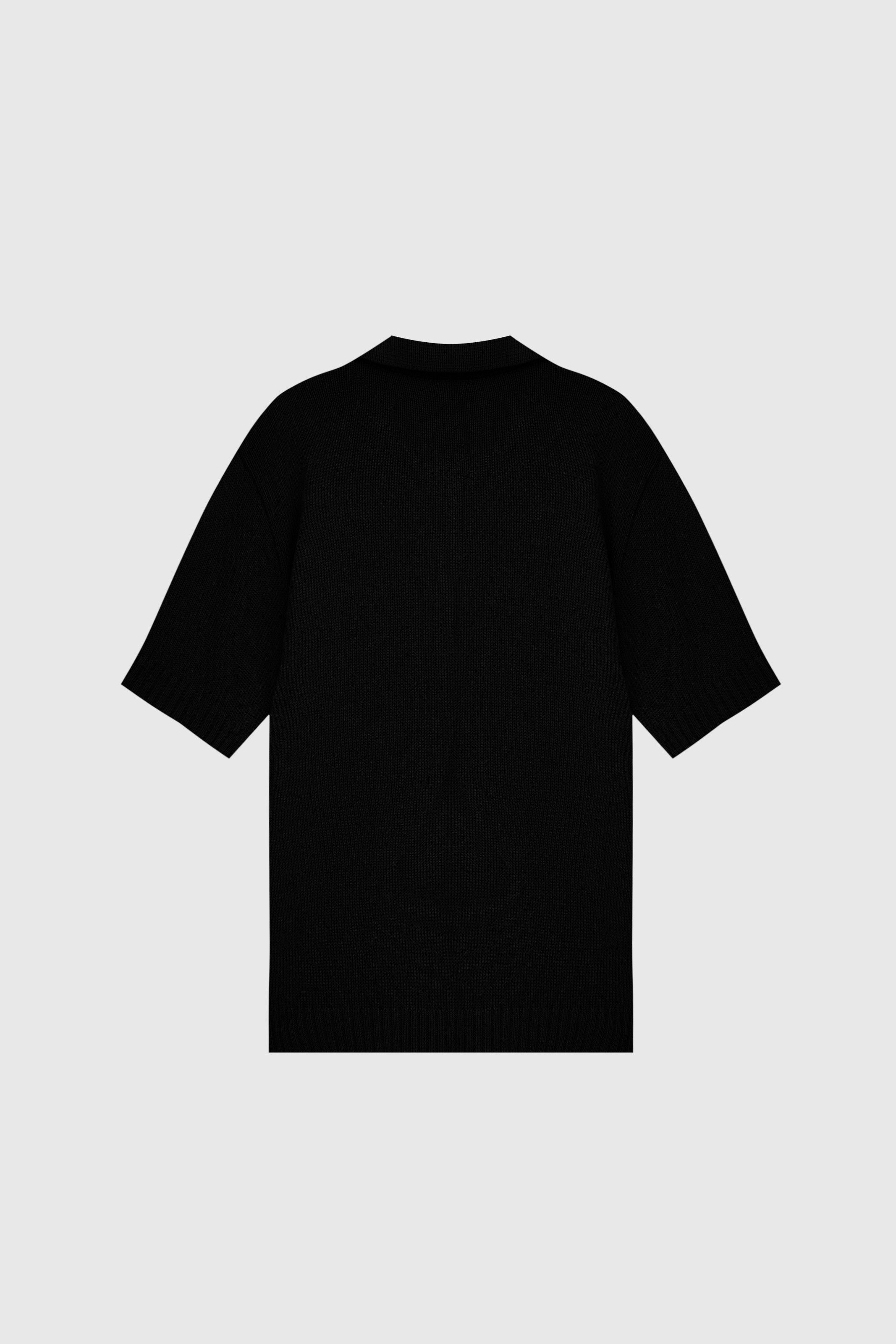 POLO TRICOT PONTO CALADO PRETO | TRICOT POLO SHIRT BLACK