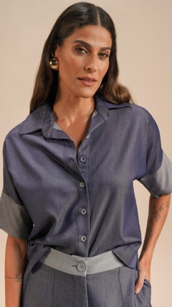 BLUSA CAMISA MANGA C. TENCEL BOTÕES