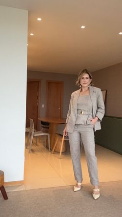 CALÇA LINHO HERRINGBONE ITALIANO FRISO CENOURA