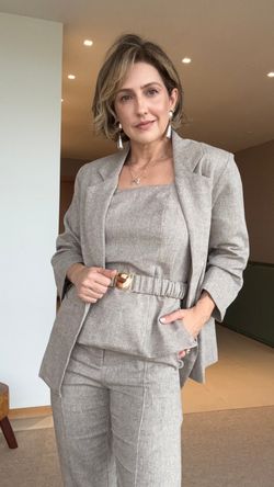 BLUSA LINHO HERRINGBONE ITALIANO C/ CINTO ALÇA