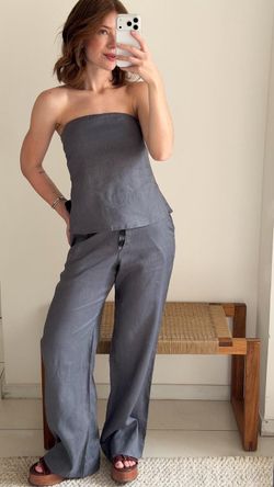 CALÇA LINHO NOBRE BOTÕES WIDE LEG