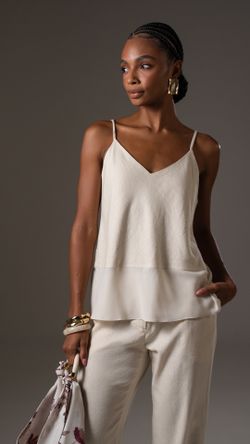 BLUSA LINHO WASH BARRA CREPE ALÇA