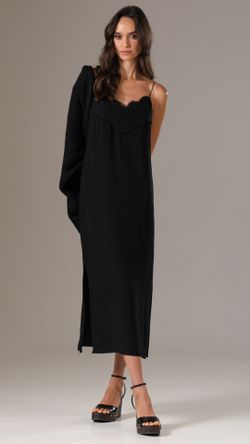 VESTIDO CREPE BEETHOVEN RENDA ALÇA MIDI