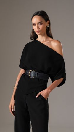BLUSA CREPE BEETHOVEN ASSIMÉTRICA MANGA