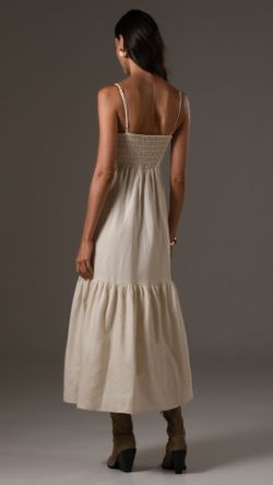 VESTIDO LINHO WASH DRAPEADO ALÇA MIDI