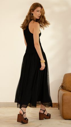 VESTIDO TULE URBAN DRAPEADO S/ MANGA LONGUETE