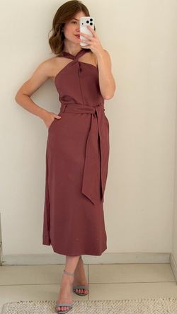 VESTIDO PLANE COTTON CRUZADO S/ MANGA MIDI