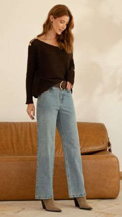CALÇA JEANS DALLAS  APLICAÇÃO WIDE LEG