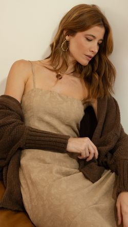 VESTIDO VISCOSE BORDADO ZÍPER ALÇA MIDI