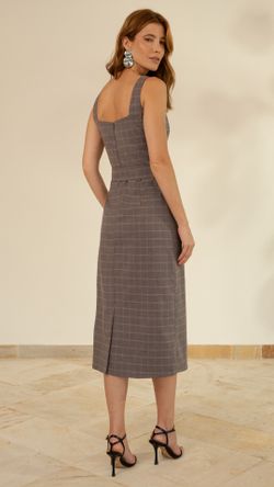 VESTIDO ALFAIATARIA EDIMBURGO ALÇA MIDI