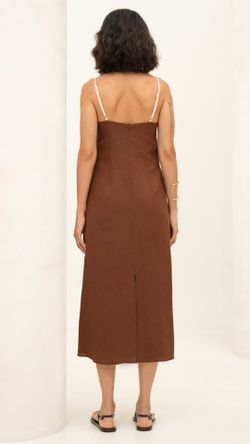 VESTIDO VISCOLINHO NOBRE BICOLOR MIDI ALÇA