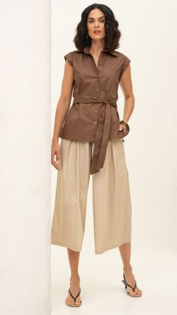 CALÇA TRICOLINE CAPRI PREGAS PANTACOURT