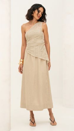 VESTIDO VISCOLINHO NOBRE BORDADO TRANSPASSADO MIDI S/ MANGA