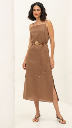 VESTIDO LINHO DOHA ALÇA MIDI