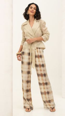 CALÇA VISCOSE GRID ELÁSTICO WIDE LEG
