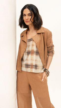 BLUSA VISCOSE GRID S/ MANGA