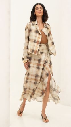JAQUETA VISCOSE GRID TRENCH COAT