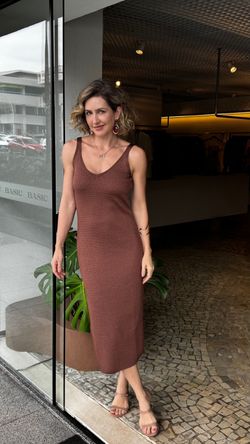 VESTIDO TRICOT RAYON PIQUET MIDI ALÇA