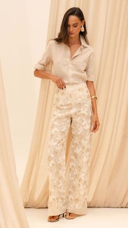 CALÇA BORDADA VIENA PALA WIDE LEG