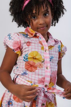 Vestido Infantil Menina Chemise Estampa Alegria em Flor