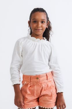 Blusa Infantil Menina Manga Longa Off White 