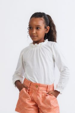 Blusa Infantil Menina Manga Longa Off White 