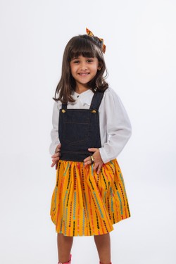 Jardineira Infantil Menina Jeans Serpentina