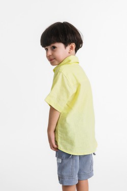 Camisa Infantil Menino Cambraia Linho Amarelo