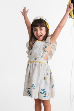 Vestido Salopete Infantil Estampa Voo Leve