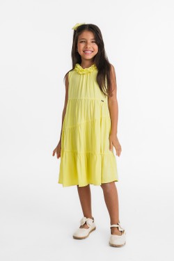 Vestido Infantil Amarelo Assimétrico 