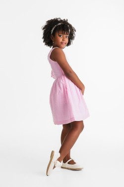 Vestido Infantil Rosa Assimétrico Laço